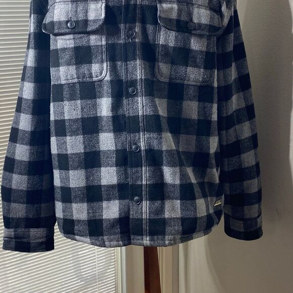 Jachs New York Shirt Jacket, Black/Grey Checkered Size XXL Wool Blend - Picture 3 of 9